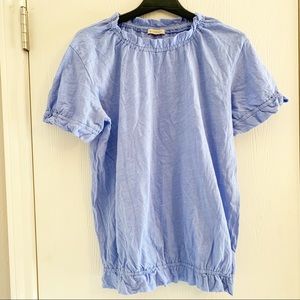 Anthropologie Bordeaux Blue Gathered Short Sleeve Tee S
